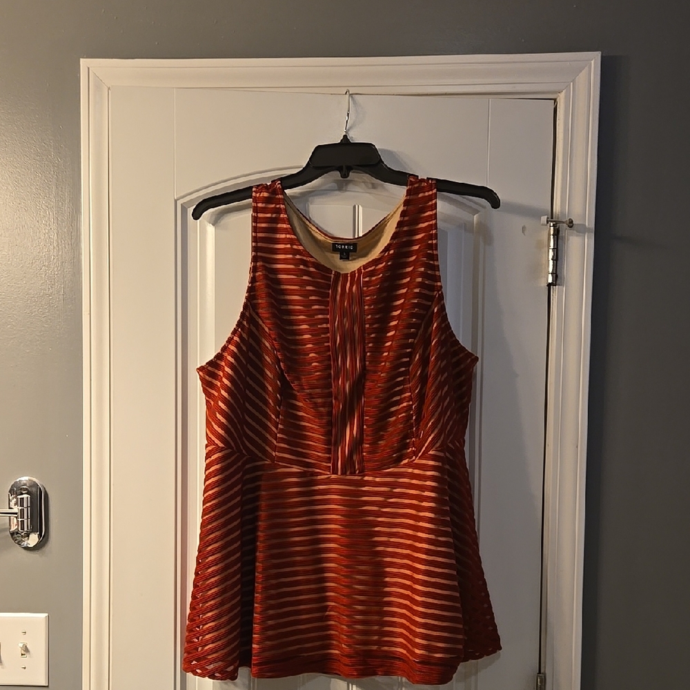 Sleeveless Red Striped Top Torrid 3